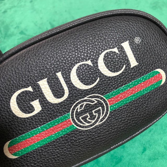 Gucci腰包 476434 古馳GG Marmont系列 GUCCI黑色全皮腰包  gqy2147